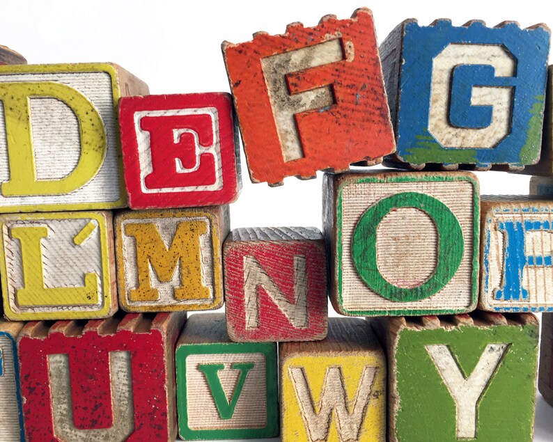 Custom Wooden Alphabet Blocks Vintage Baby Name Blocks Etsy UK