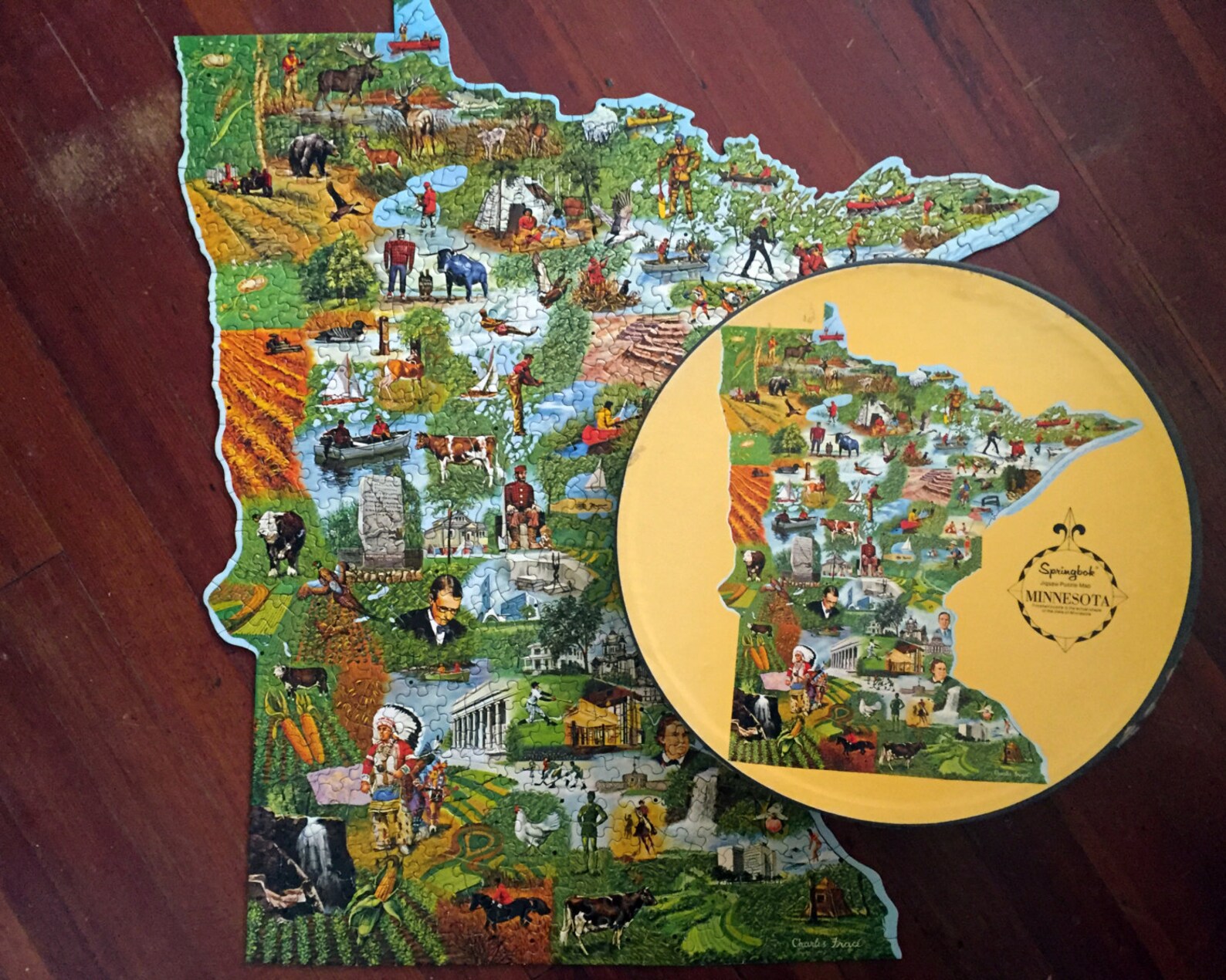 Jigsaw Puzzle Springbok Puzzle Map of Minnesota Vintage 1960s Etsy