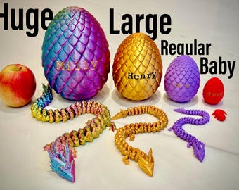 Personalised 3D Printed Dragon Egg with Dragon, Custom Engraved Name