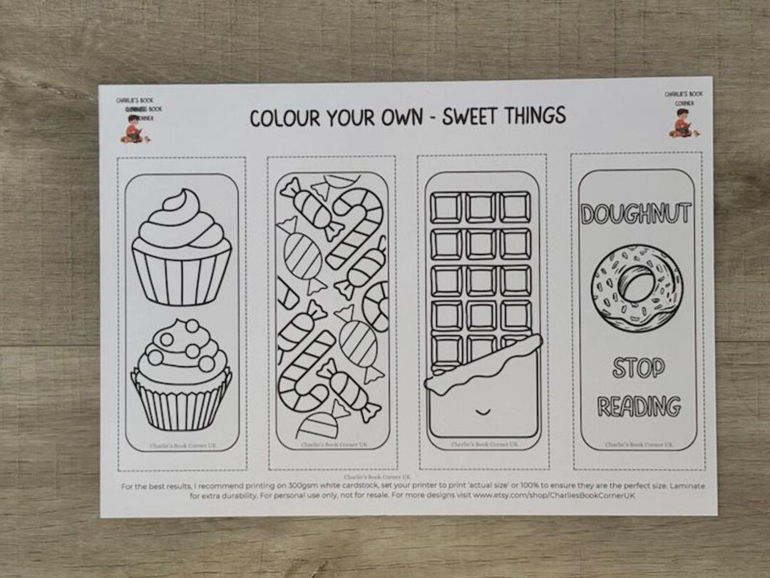 Printable Colour Your Own Bookmarks - Sweet Things Collection | DIY ...
