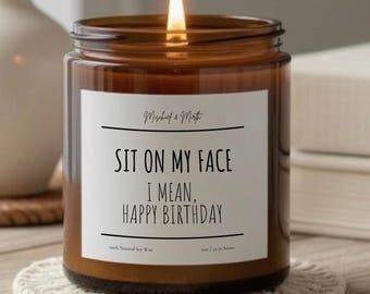 Roligt ljus | Grattis på födelsedagen | Sojavax | Sitt på mitt ansikte | Oförskämt ljus