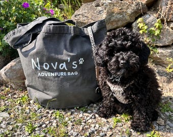 Bolsa de lona personalizada para aventuras com seu cão | Bolsa de viagem para animais de estimação em algodão reciclado
