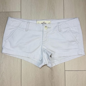 Y2K Hollister Low Rise Mini Shorts W25 White Stretch Logo Summer Festival