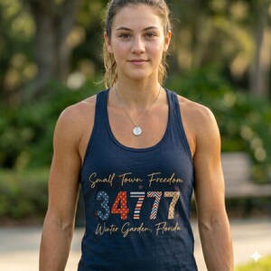 Small Town Freedom Zip Code Tank Top, 250th Anniversary Tops,4th of July Tank Top, Custom State City Zip Code Top, Florida State Tank Tops