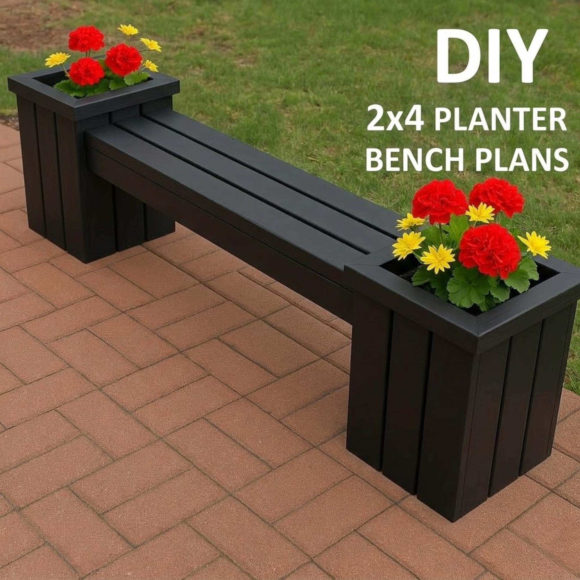 DIY Planter Bench Woodworking Plans | Garden Flower Box Build Guide ...