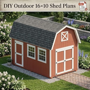DIY Outdoor 16x10 Shed Plans PDF | Garden Shed Blueprint with Step-by-Step Construction Guide Download