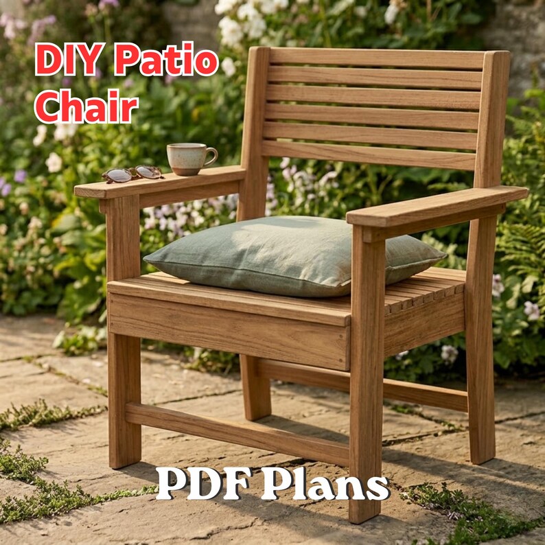 DIY Patio Chair Plans – Outdoor Wooden Chair Woodworking PDF (instant ...