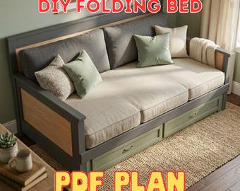 DIY Roll Out Daybed Plans – Foldable Wood Sofa Bed Woodworking (PDF Download)