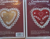 2 set Candlewicking kit by Needle Magic Heart Doll Pillow