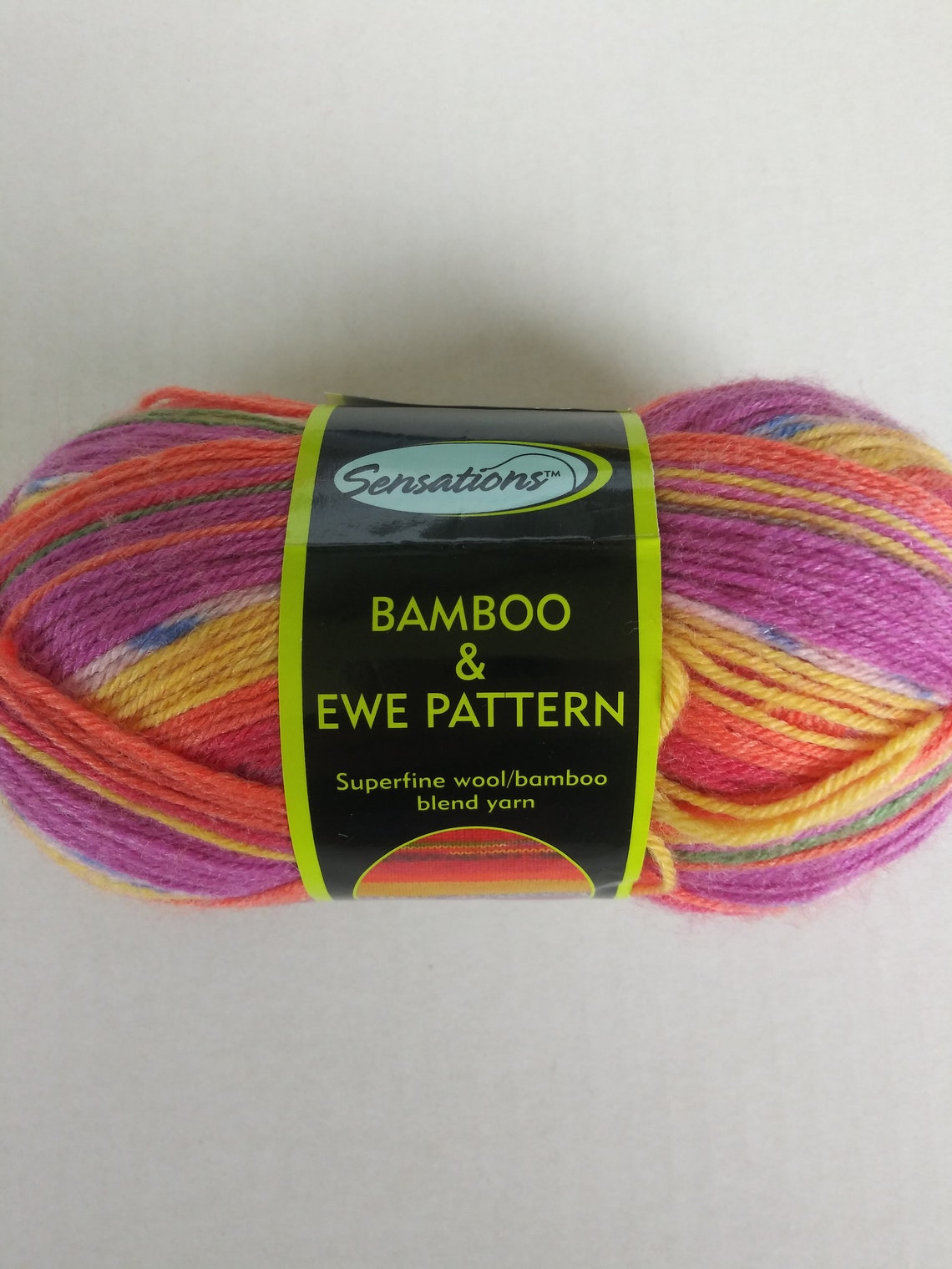 1 skein Sensations Bamboo & Ewe Pattern yarn /Bright Multi Etsy
