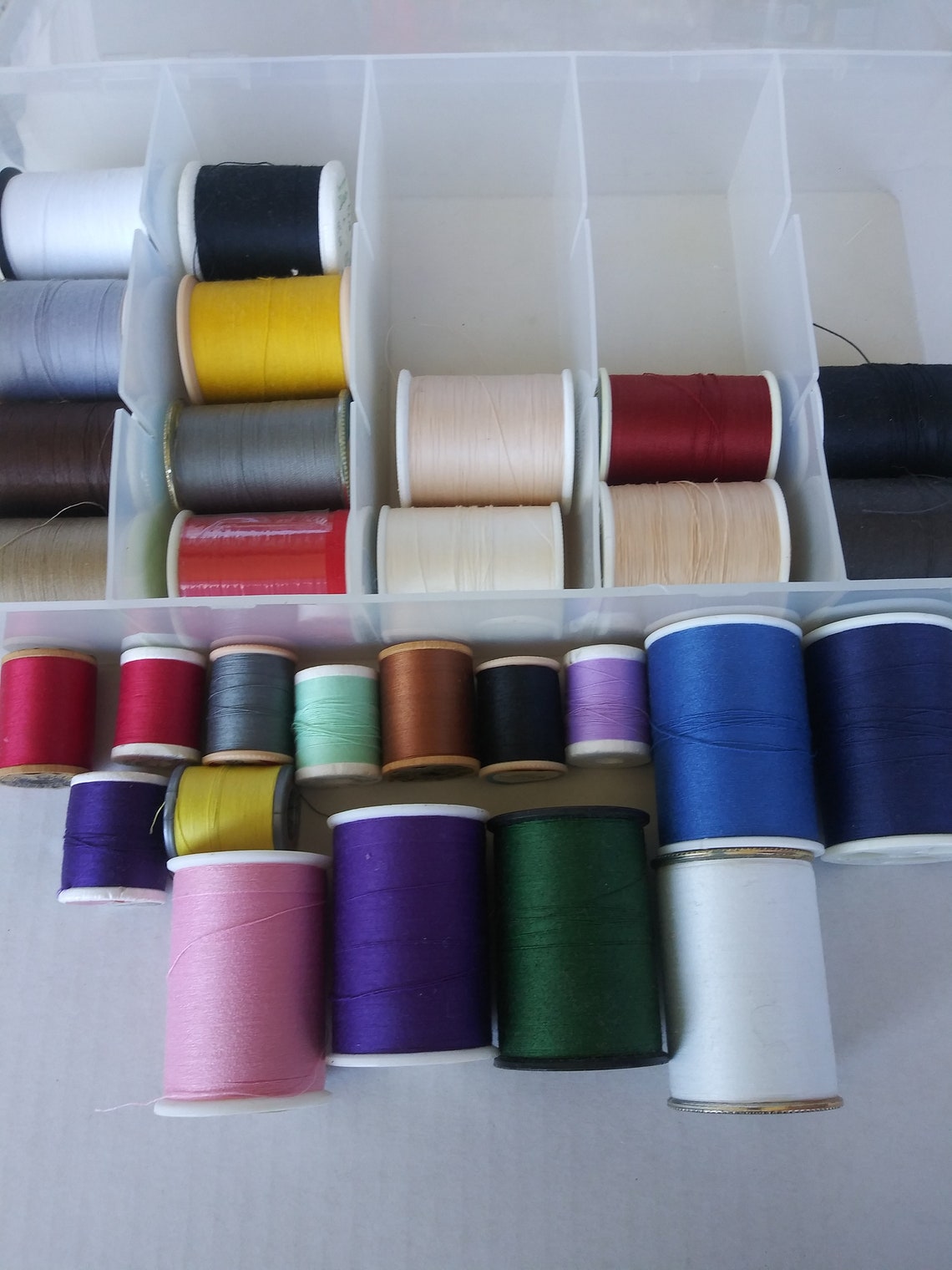 Thread Box With 29 Spools of Sewing Thread Assorted Colors Etsy