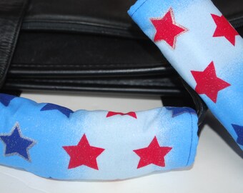 Luggage Handle Wrap Set of 2,Stars pattern on a blue background
