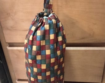 Multicolored Fabric Grocery Bag Holder, Kitchen Storage