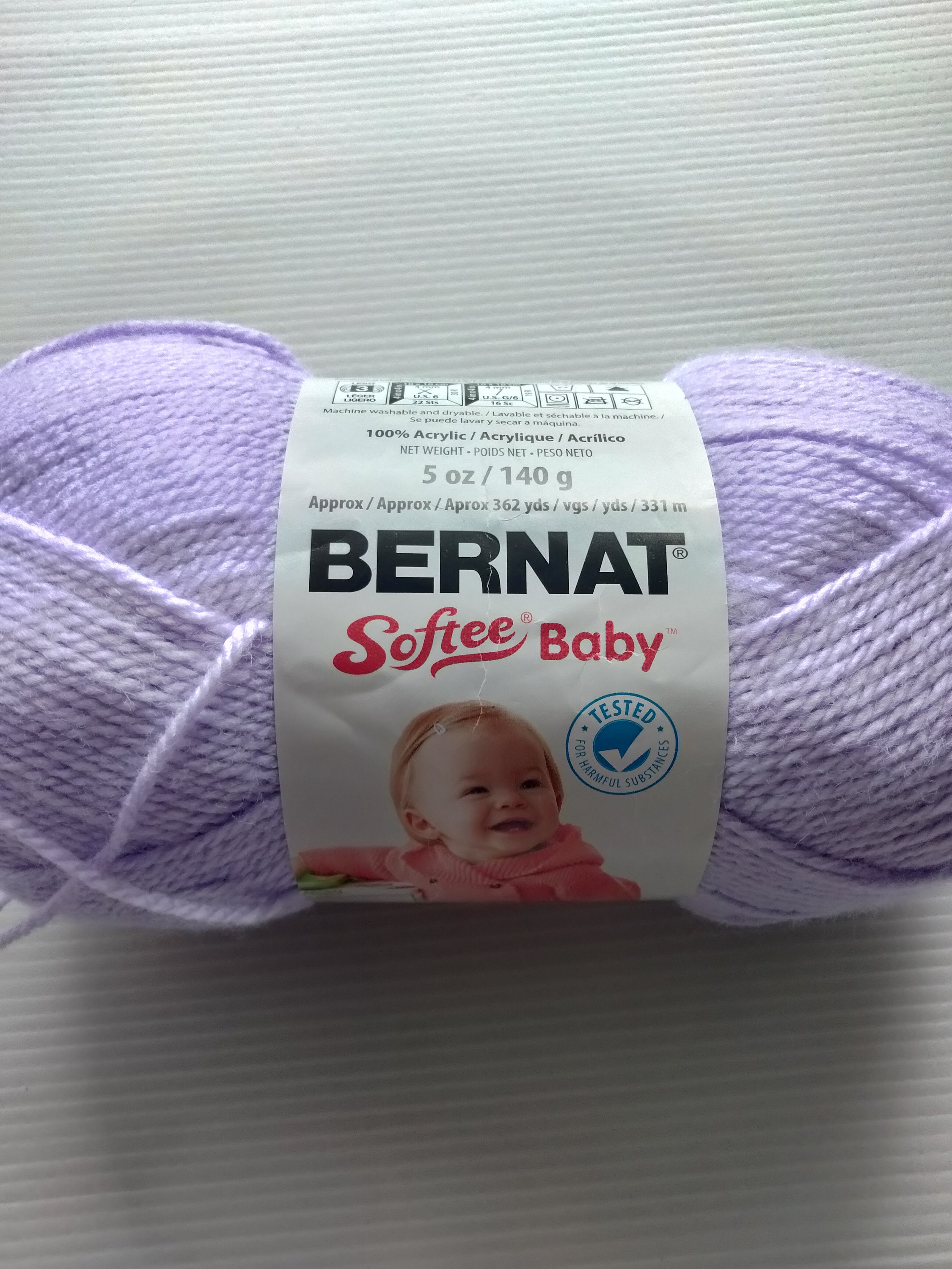 1 Skeins Bernat Softee Baby Yarn Acrylic Soft Lilac 