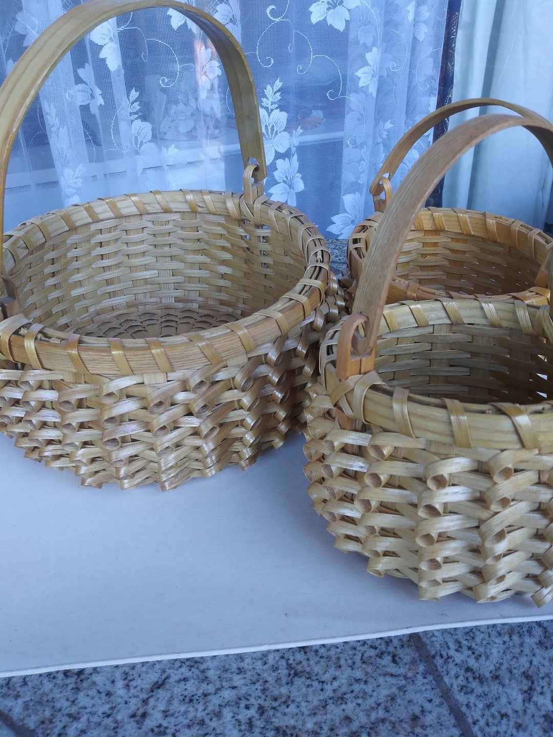 3 Vintage Basketville Popcorn Weave Bun Basket Etsy