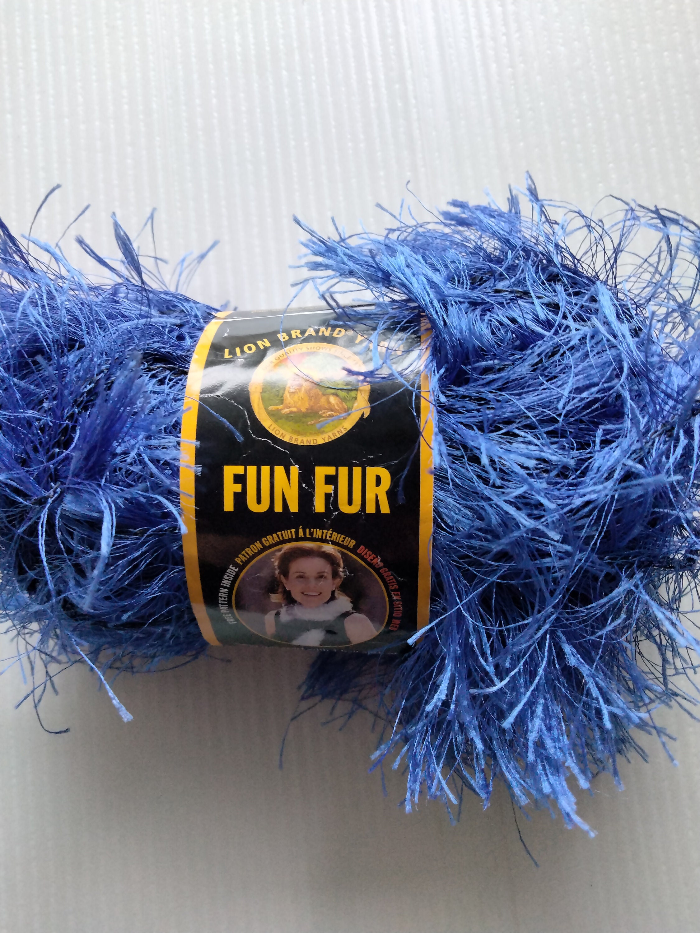 1 Skein Lion Brand Fun Fur Yarn Sapphire 