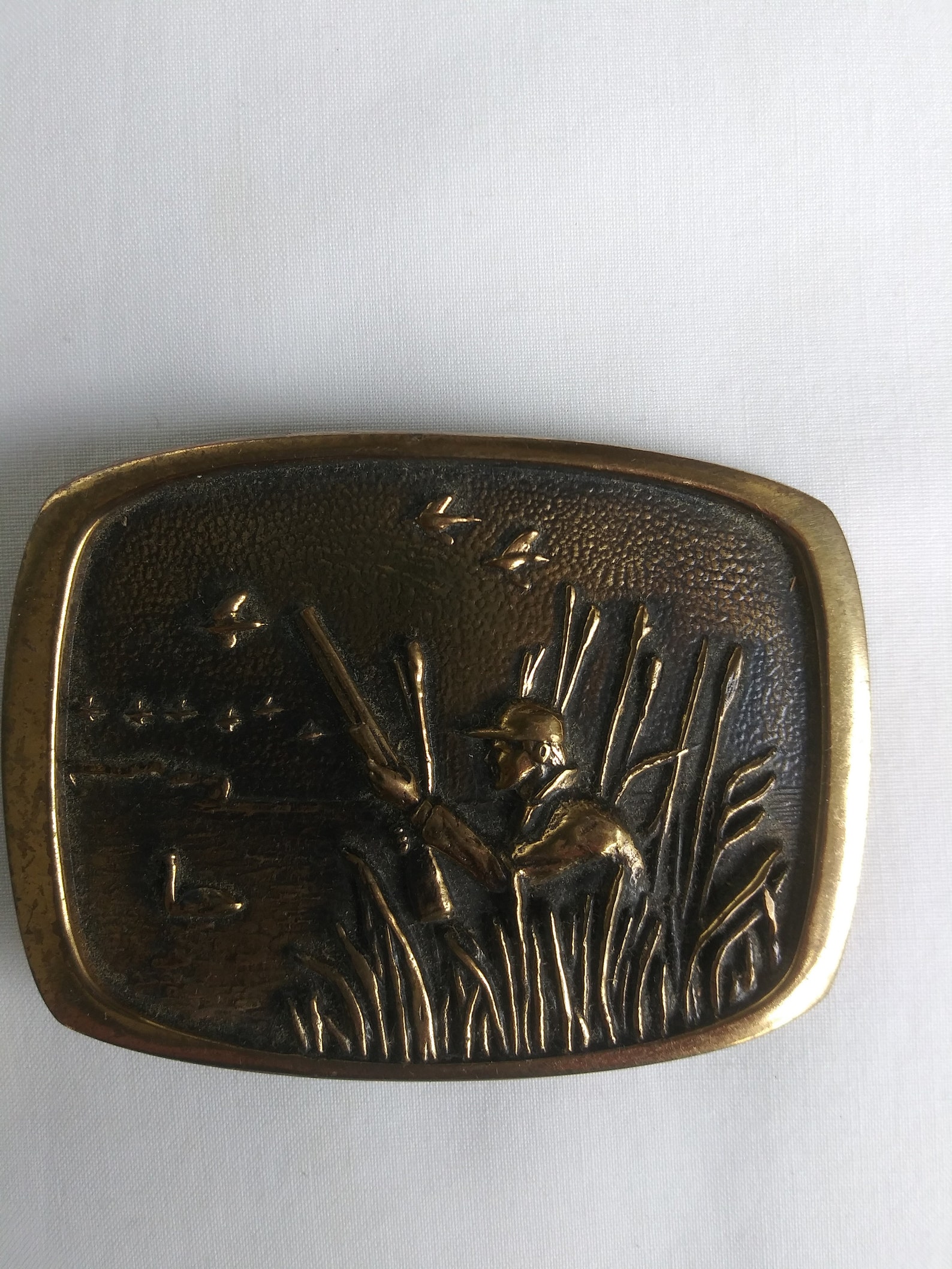 Vintage Solid Brass Hunter Duck Belt Buckle Metal Etsy Polska