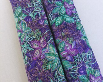 1 pair Seatbelt covers car Green Purple leaves.