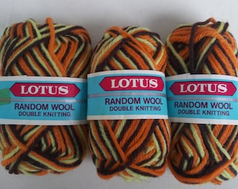 3 skeins Lotus yarn Random Wool vintage yarn