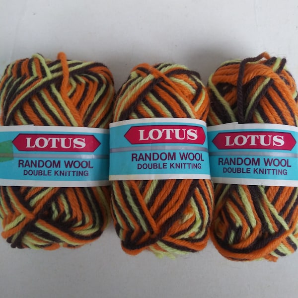 3 skeins Lotus yarn Random Wool vintage yarn