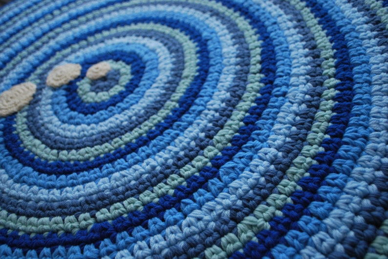 Blue handmade circle rug Etsy