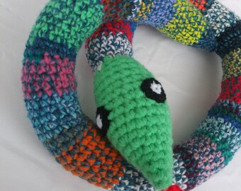 Door Draft Stopper/Door snake/Crochet Snake Toy Door Draft Stopper Multicolor Striped Snake, Crocheted Snake Toy