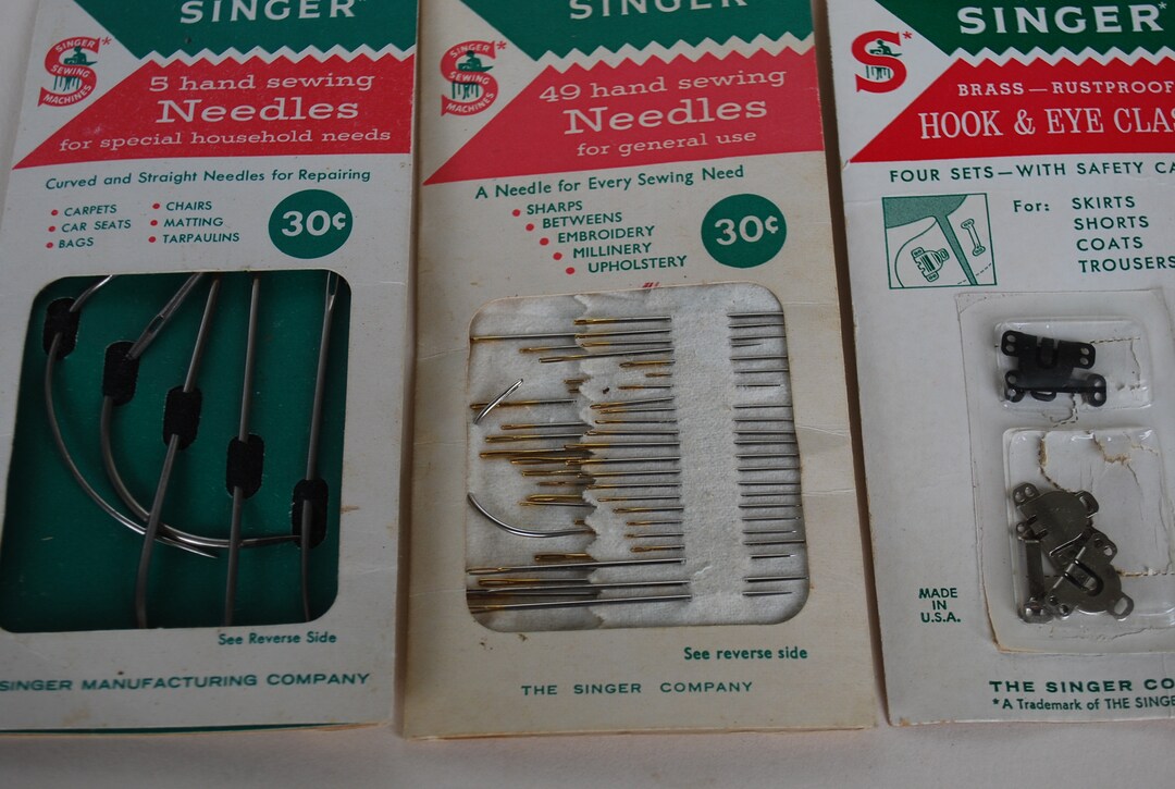 Vintage Singer Hand Sewing Needles and Hook & Eye Clasps Etsy