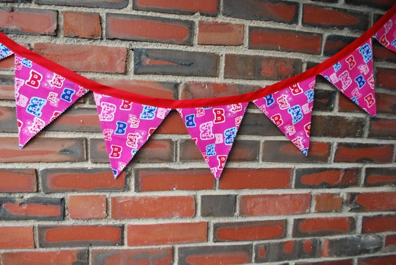 First Birthday Teal Fabric Flags Big Girl Turquoise Lime Shower Purple Garland Lavender Nursery Decor Photo Prop Hot Pink