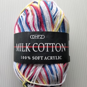 1 skein DHFZ Milk Cotton  yarn, soft acrylic