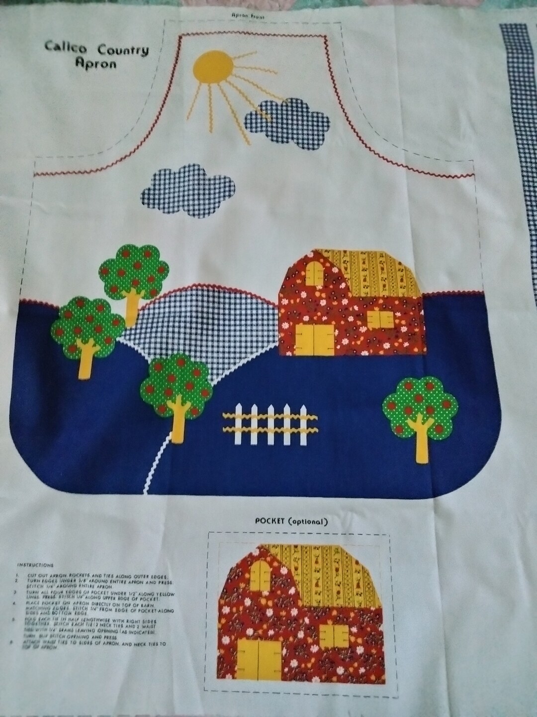 Panel Cranston Calico Country Apron Vintage Etsy