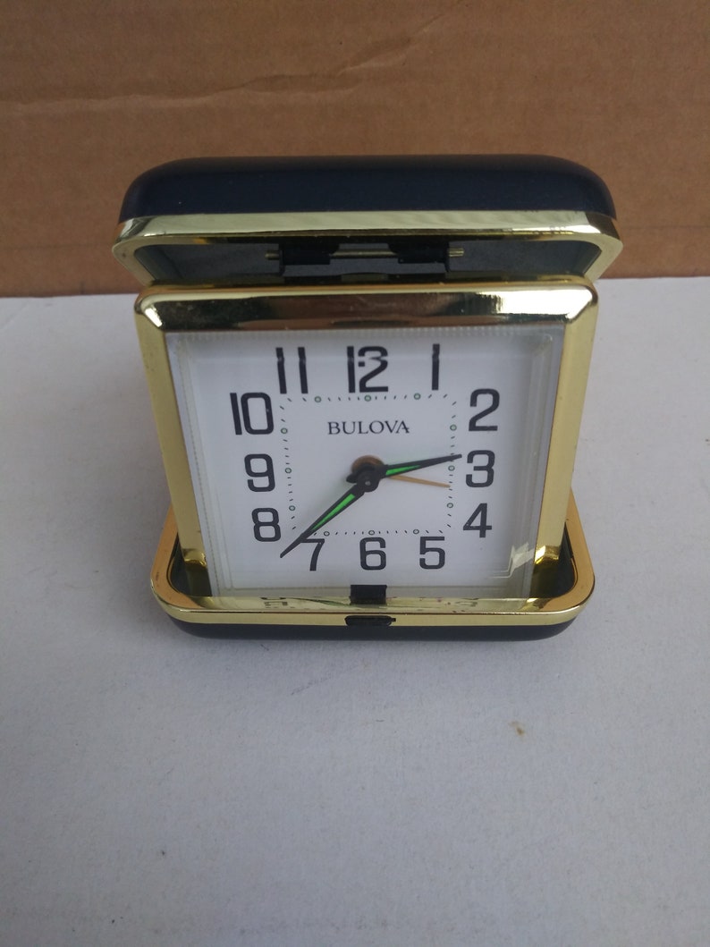 Vintage Bulova Travel Alarm Clock In Plastic Case Etsy