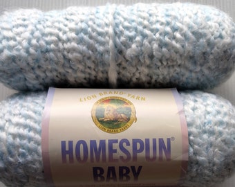 2 skein Lion  Brand Yarn Homespun Baby Powder Blue
