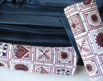 Luggage Handle Wrap Set of 2,Patchwork Brown and creme patterned