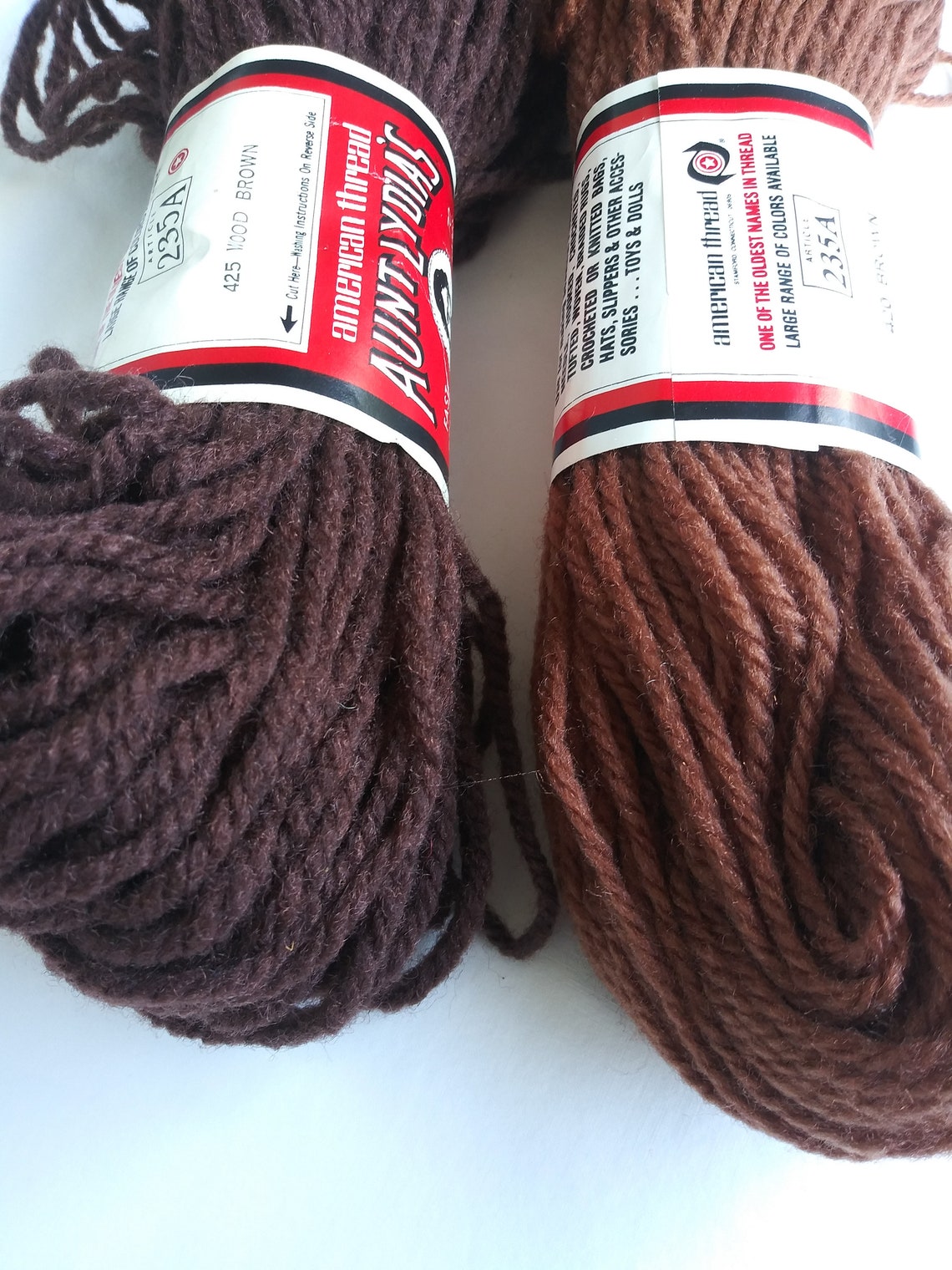 2 skeins Vintage Aunt Lydia's Rug Yarn Brown Wood Brown Etsy
