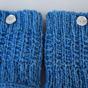 Crochet light blue Boot Cuffs with button image 3