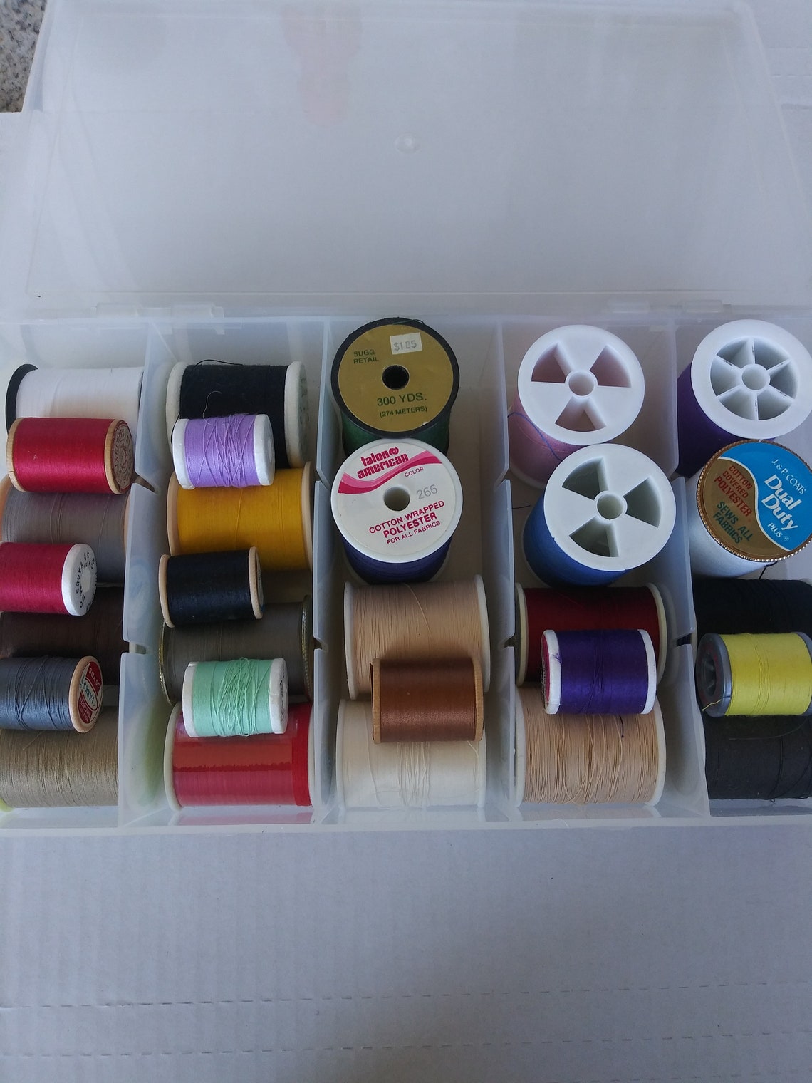 Thread Box With 29 Spools of Sewing Thread Assorted Colors Etsy