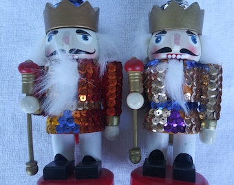 2 Vintage Wooden nutcracker soldier figure.Christmas tree ornaments