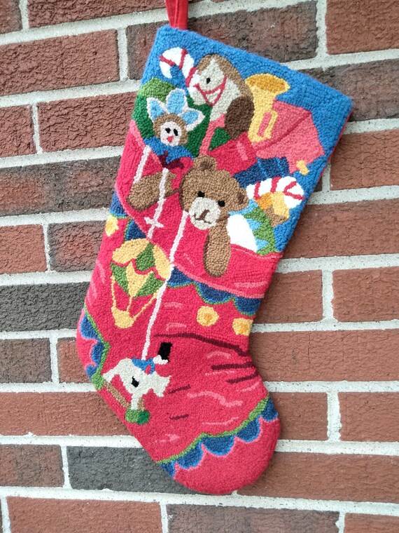 Vintage Needlepoint Christmas Stocking Etsy
