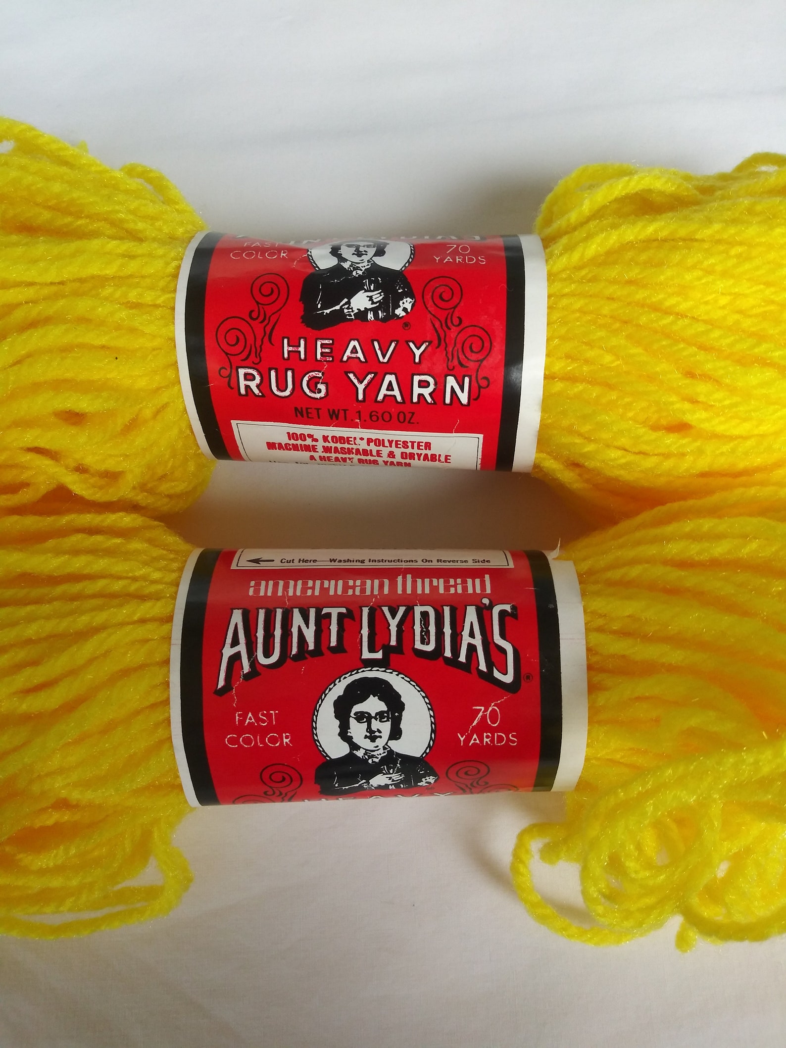2 skeins Vintage Aunt Lydia's Rug Yarn Yellow Etsy