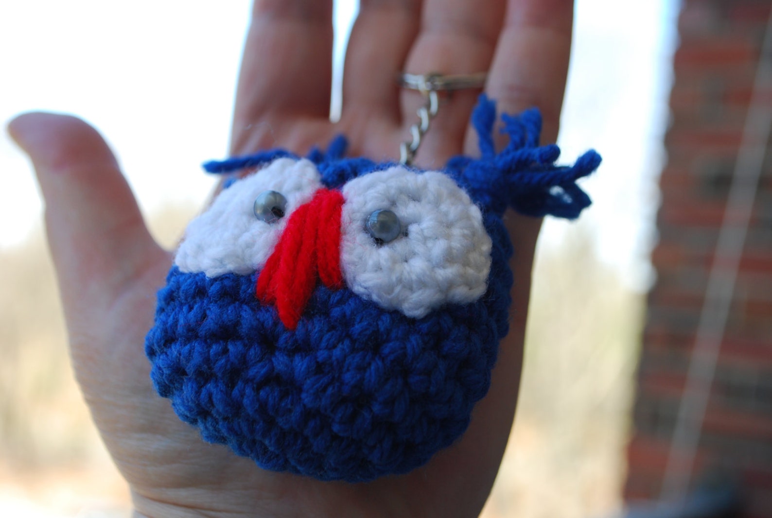 Blue Crocheted Owl Keychain Etsy Sweden