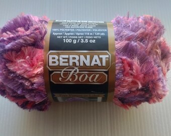 1 skeins Bernat Boa  Yarn/ Pink Purple Glitter