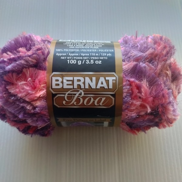 1 skeins Bernat Boa  Yarn/ Pink Purple Glitter