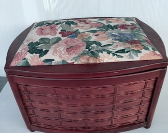 Vintage wooden sewing box Pin Cushion Top Sewing basket