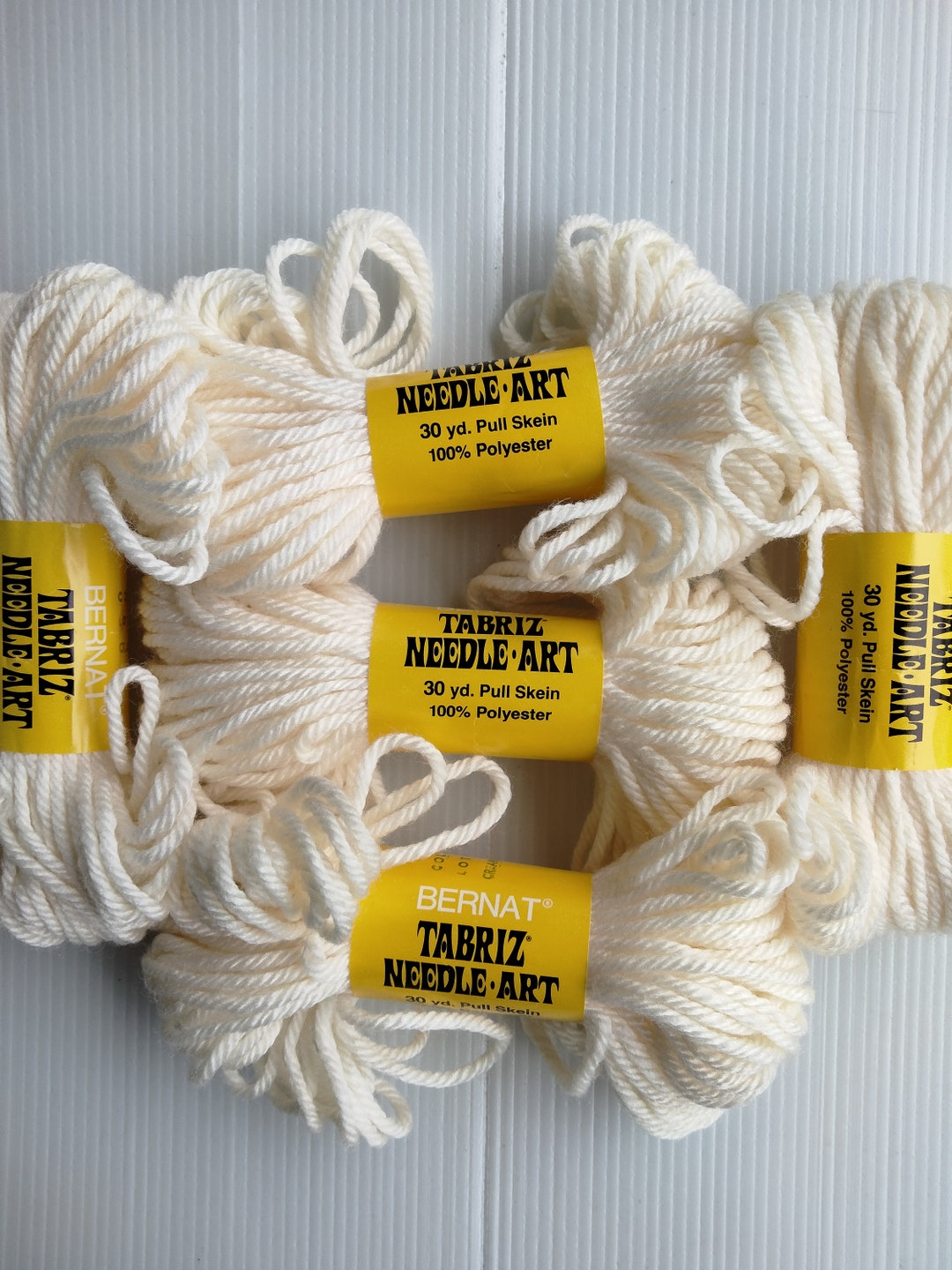 5 Skeins Bernat Tabriz Needle Art Yarn Polyester Cream - Etsy