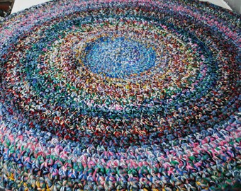 Multicolor 50'' Handmade Circle Rug | Etsy