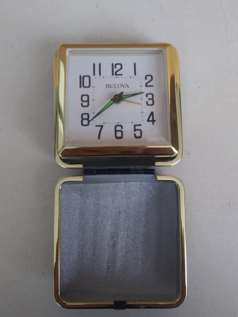 Vintage Bulova Travel Alarm Clock In Plastic Case Etsy