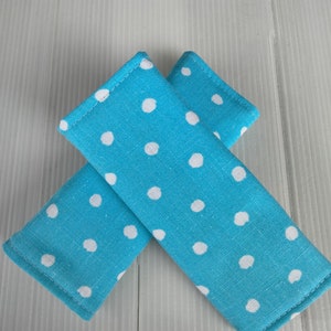 Luggage Handle Wrap Set of 2, Blue and White polka dot patterned