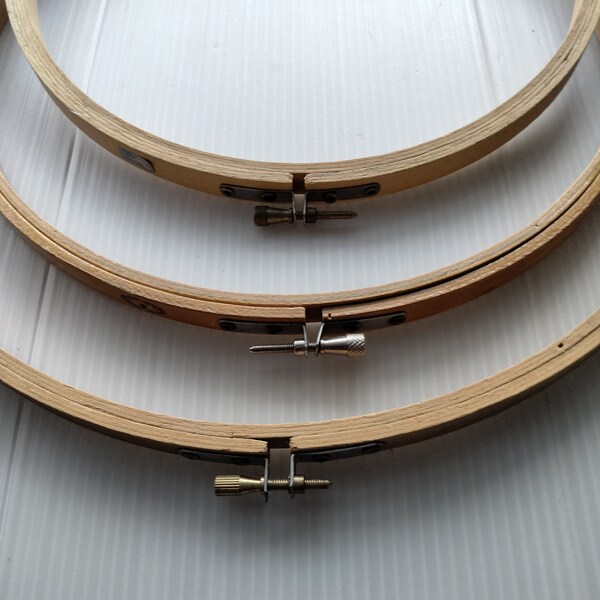 Set of  3 Embroidery Hoop - Wooden Embroidery Hoops 12",10",  9"  vintage hoops