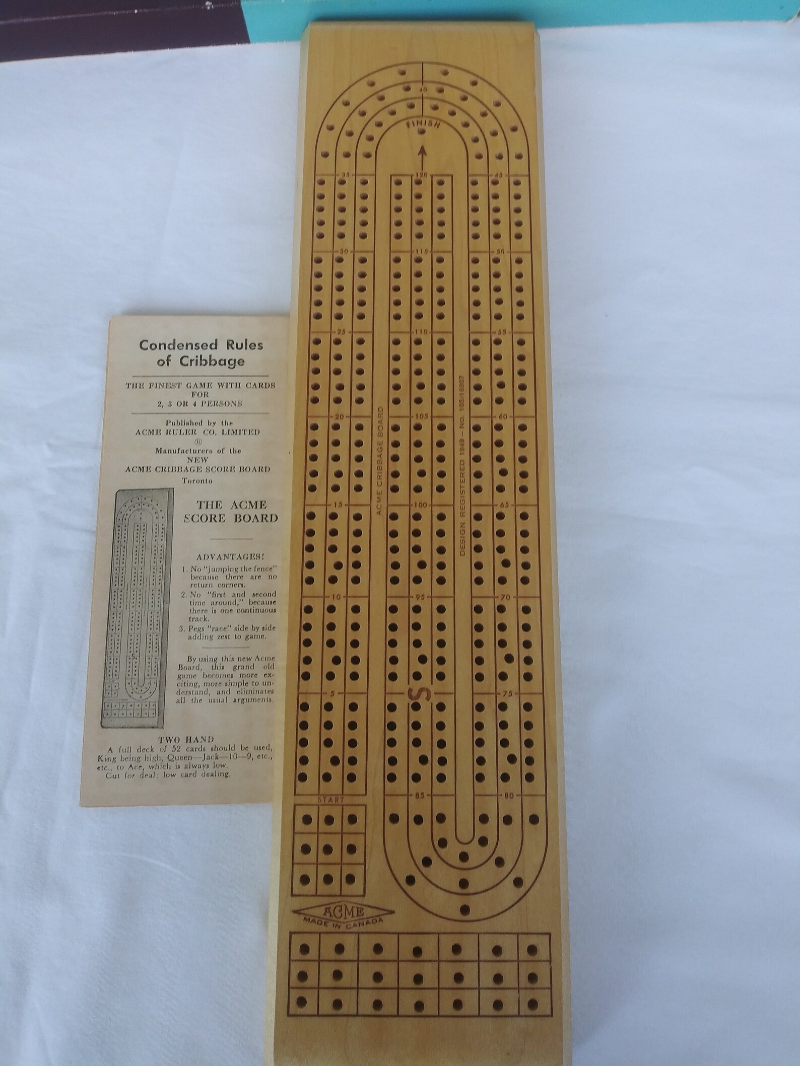 Vintage Acme Cribbage Board Three Lane Deluxe Crib Board Etsy