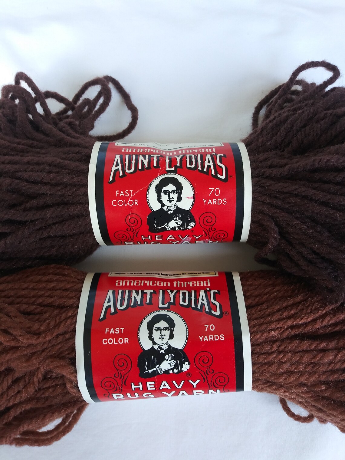2 skeins Vintage Aunt Lydia's Rug Yarn Brown Wood Brown Etsy